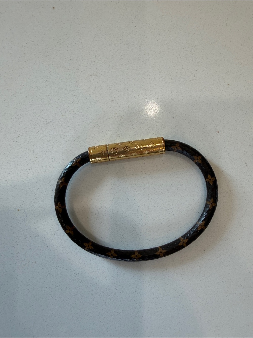 Louis Vuitton Brown and Gold Leather Bracelet